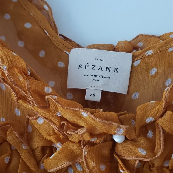 Sezane Mustard Yellow Polka Dot Top - Picture 6 of 8